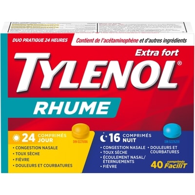 Tylenol Rhume extra-fort jour et nuit 40 ea, 0,37 $/1ch