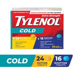 Tylenol Rhume extra-fort jour et nuit 40 ea, 0,34 $/1ch