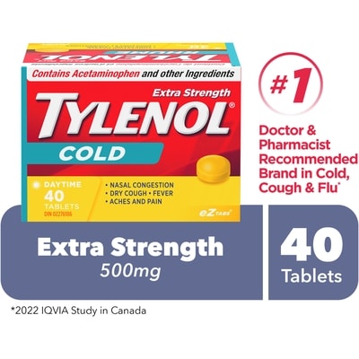 Tylenol Extra Strength Cold, Daytime 40 ea, $0.35/1ea