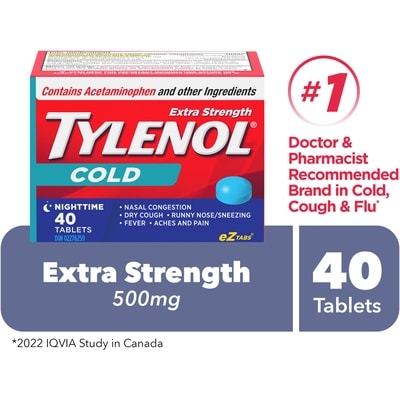 Tylenol Extra Strength Cold, Nighttime 40 ea, $0.36/1ea