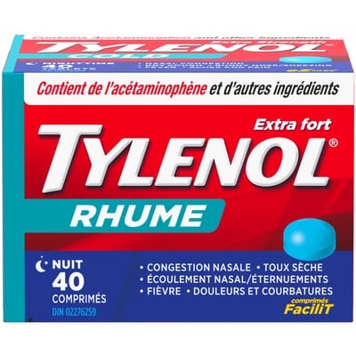 Tylenol Rhume extra-fort nuit 40 ea, 0,35 $/1ch