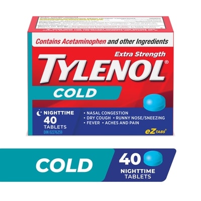 Tylenol Extra fort Rhume, nuit, comprimés FaciliT 40 ea, 0,36 $/1ch