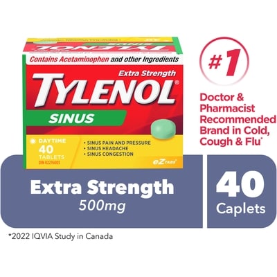 Tylenol Extra Strength Sinus, Daytime 40 ea, $0.35/1ea