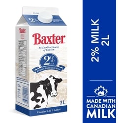 Baxter 2% Partly Skimmed Milk 2 l, $0.24/100ml
