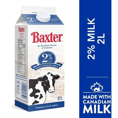 Baxter 2% Partly Skimmed Milk 2 l, $0.24/100ml