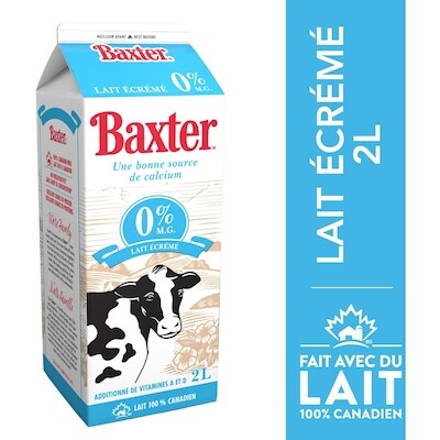 Baxter Lait écremé 2 l, 0,24 $/100ml