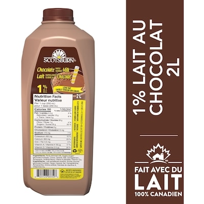 Scotsburn Lait partiellement écrémé au chocolat 1 % 2 l, 0,32 $/100ml