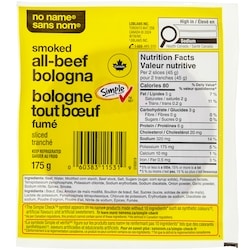 No Name Sliced Smoked All-Beef Bologna - 175 g | Wholesale Club
