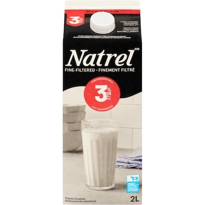Natrel Lait homogénéisé 3,25 % finement filtré 2 l, 0,25 $/100ml