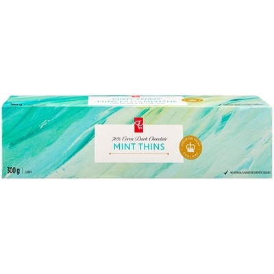 President's Choice 70% Cocoa Dark Chocolate Mint Thins 300 g, $2.66/100g