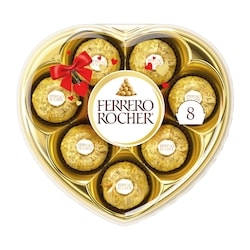 ROCHER Fine Hazelnut Milk Chocolate Heart Gift Box, 8 Individually Wrapped Chocolates