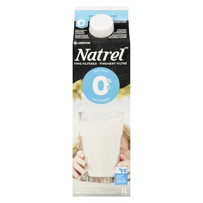Natrel Milk, Fine-Filtered 0% Fat Free Skim (1L) 1 l, $0.40/100ml