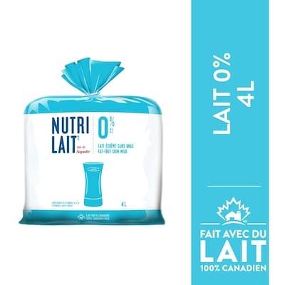 Nutrilait Lait écrémé 0% 4 l, 0,18 $/100ml