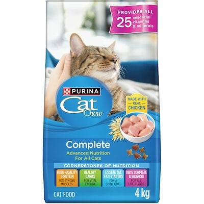 Purina Cat Chow Complete Real Chicken, Dry Cat Food 4 kg, $0.52/100g