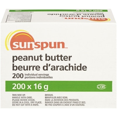 Sunspun Peanut Butter, Individual Servings 200x16.0 g, $1.44/100g