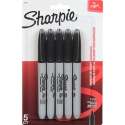 Fine Point Fine Tip Permanent Markers, Black, 5 Pack