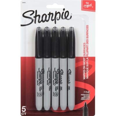 Sharpie Fine Point Fine Tip Permanent Markers, Black, 5 Pack 5x1.0 ea, $1.30/1ea