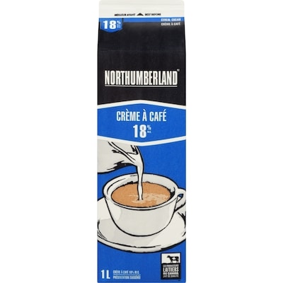 Northumberland Crème à café 18% 1 l, 0,48 $/100ml