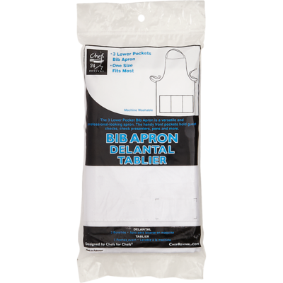 Chef Revival White Poly Cotton Apron Bib, 3 Pocket 1 ea, $25.99/1ea