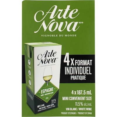 Arte Nova Vin blanc espagnol Sauvignon Blanc (Pièce d’identité requise au moment du ramassage) 4x187.5 ml, 1,73 $/100ml