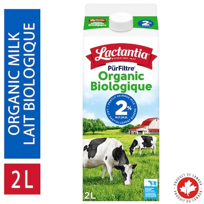 Lactantia Purfiltre biologique. lait partiellement écrémé 2 % 2 l, 0,38 $/100ml