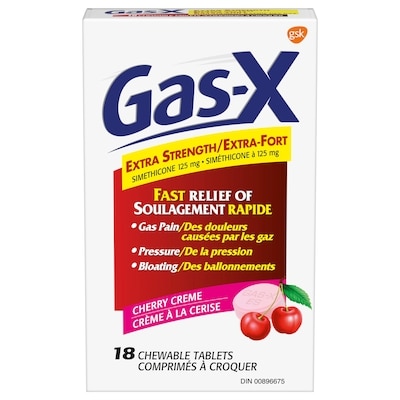 Gas-X Extra-Fort (Comprimés À Croquer) (Crème-Cerise) 18 ea, 0,61 $/1ch