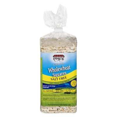 Paskesz Rice Cakes, Ultra Thin Whole Wheat Square No Salt 155 g, $2.83/100g