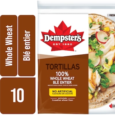 Dempster 100% Whole Wheat Medium Tortillas 340 g, $1.32/100g