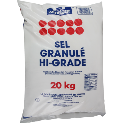 Windsor Sel granulé Hi-Grade 20 kg, 0,03 $/100g