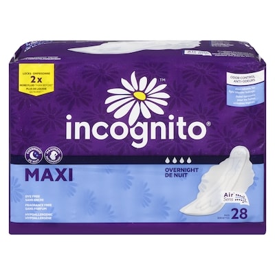 Incognito Serviettes Incognito de nuit avec rebords 28 ea, 0,30 $/1ch