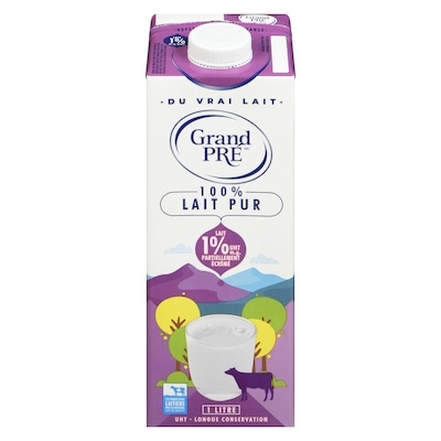 Grand Pré Lait UHT 1 % 1 l, 0,40 $/100ml