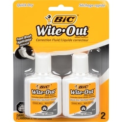 Wite-Out Brand Extra Coverage Correction Fluid, 22 ml, White, 2 Count
