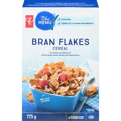 PC Blue Menu Bran Flakes Cereal 775 g, $0.97/100g