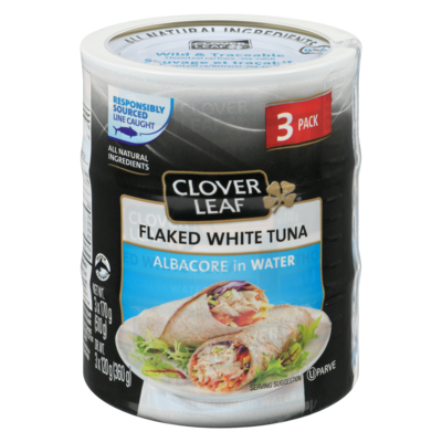 Clover Leaf White Tuna, Flaked Albacore In Water 3x170.0 g, $2.06/100g