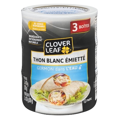 Clover Leaf Thon blanc émietté Germon dans l’eau 3x170.0 g, 2,06 $/100g