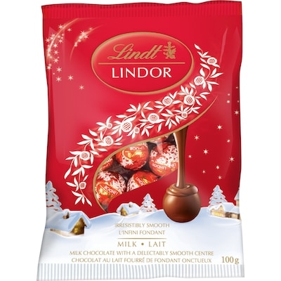 Lindt Mini-boules de chocolat au lait LINDOR – Sachet  100 g, 6,49 $/100g