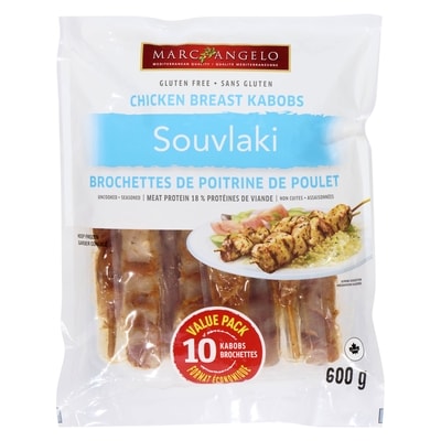 null Chicken Breast Kabobs Souvlaki, Seasoned & Uncooked, 10 Kabobs 600 g, $2.67/100g