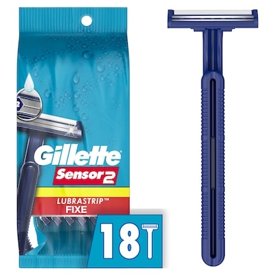 Gillette Rasoirs jetables Sensor2 à tête fixe pour hommes, 18 unités 18 ea, 0,94 $/1ch