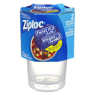Ziploc Twist n Loc Food Storage Containers, Medium 2x2.0 ea, $3.00/1ea