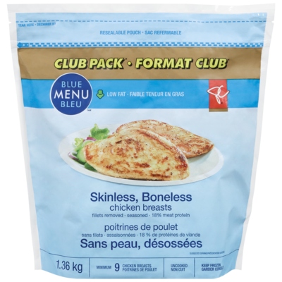 PC Blue Menu Chicken Breast Boneless Skinless, Club Pack 1.36 kg, $2.21/100g