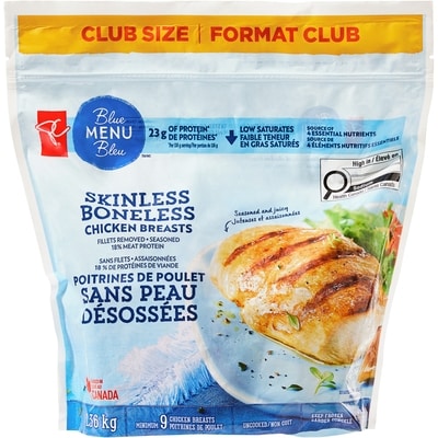 PC Menu Bleu Poitrine De Poulet, Sans Os Ni Peau Format Club 1.36 kg, 2,21 $/100g
