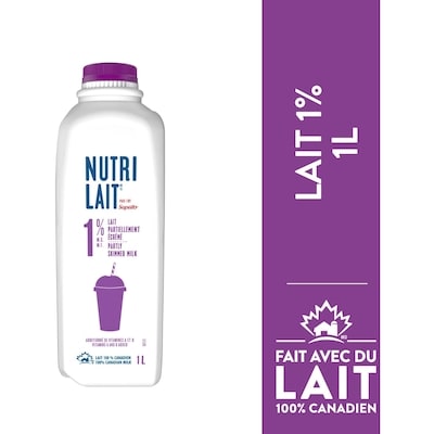 Nutrilait Lait 1 % 1 l, 0,22 $/100ml