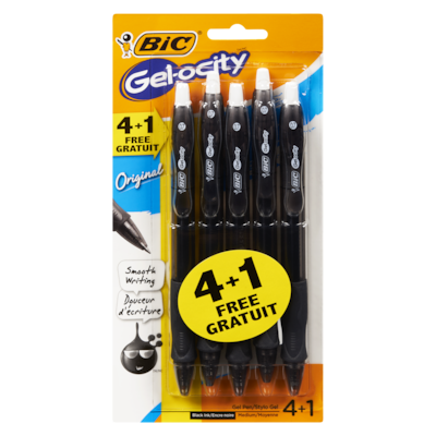Bic Gelocity Original Black Gel Pens 4x4.0 ea, $1.62/1ea