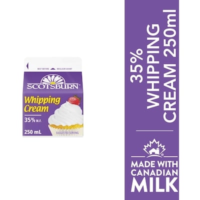 Scotsburn 35% Whipping Cream 250 ml, $1.15/100ml
