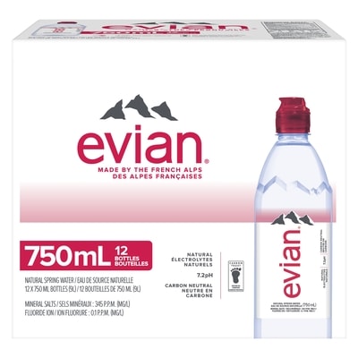 Evian Eau de source naturelle 12x750.0 ml, 0,34 $/100ml