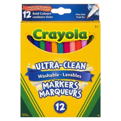 Crayola 12 marqueurs lavables à trait fin, couleurs vives 1 ea, 6,00 $/1ch