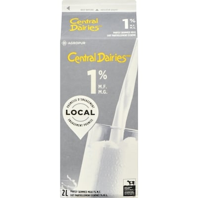 Central Dairies 1% Milk 2 l, $0.25/100ml