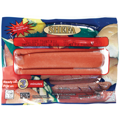 Shefa Saucisses fumées au bœuf     casher 450 g, 3,11 $/100g