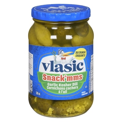 Vlasic Snack'mms Garlic Kosher Dill Pickles   500 ml, $1.10/100ml