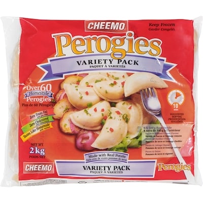 Cheemo Perogies, Variety Pack 2 kg, $0.40/100g
